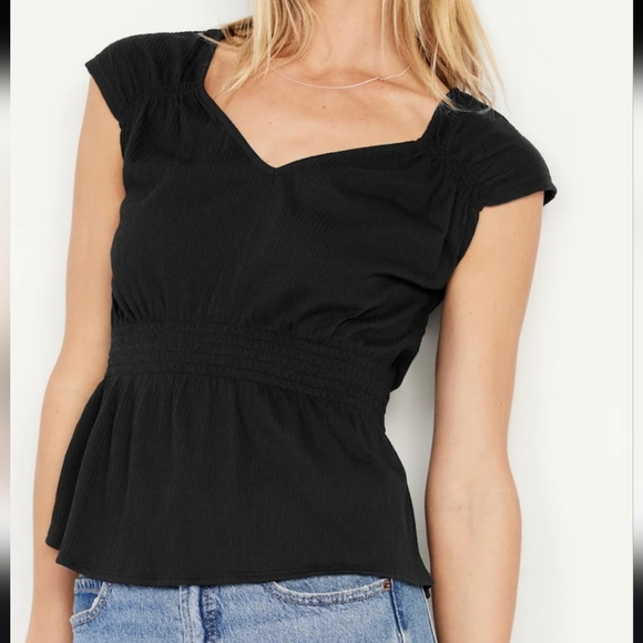 NWT XL Old Navy Short Sleeve Smocked Waist Shirt. Plus Size - Picture 7 of 10